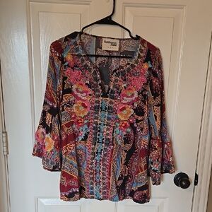 Savannah Jane Women's Embroidered Tunic Blouse Size S